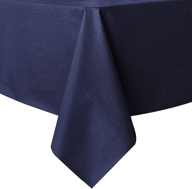 sancua 100% Waterproof Rectangle PVC Tablecloth - 52 x 70 Inch - Oil Proof Spill Proof Vinyl Table Cloth, Wipe Clean Table Cover for Dining Tables, Buffet Parties and Camping, Navy