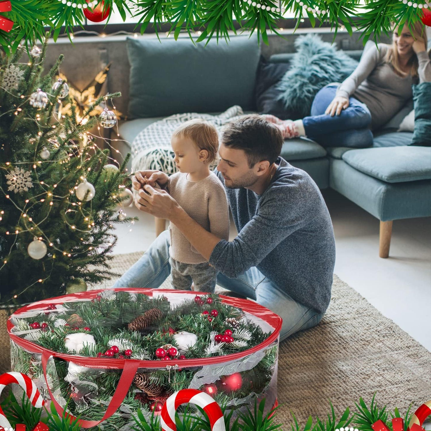 ProPik Christmas Wreath Storage Bag - 30" Waterproof Clear PVC Container | 2 Pack for Holiday Wreaths
