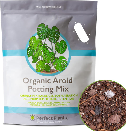 Perfect Plants Organic Aroid Potting Mix - Chunky Gardening Medium for Tropical House Plants | Peat Free, 8qt