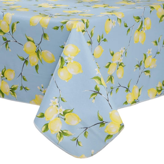 Walrus Heavy Duty Vinyl Tablecloth with Flannel Backing Waterproof Oil-Proof Plastic Table Cloth Stain-Resistant Wipeable Rectangle or Square Table Cover for Indoor and Outdoor (Lemon, 60x84 Inch)
