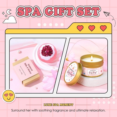 Gift Baskets for Women Unique Birthday Gifts for Women Self Care Cheer Up Gifts Set Pick Me Up Gift Box for Woman Teen Girls Best Friend Sister Ladies Friendship Her - Inspirational Pink Present