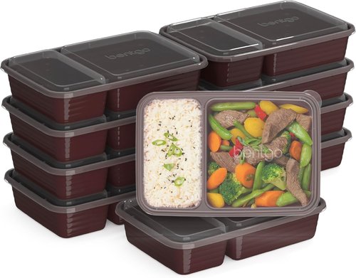Bentgo Prep - 20-Piece Reusable Meal Prep Containers | Durable, BPA-Free, Microwave & Dishwasher Safe (Burgundy)