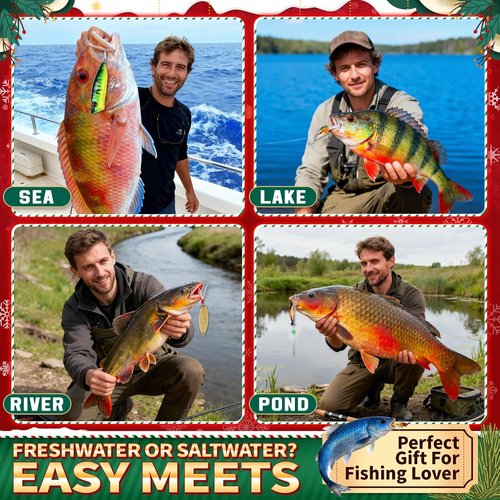 Fishing Advent Calendar 2025 - 24 Days of Fishing Lures | Perfect Xmas Gift for Dad, Men & Teens