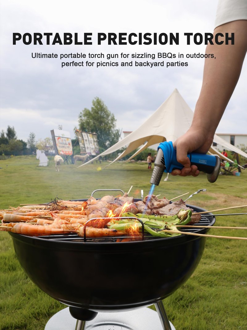 SMART JERRY - Mini Torch Gun | Butane Torch Lighter Windproof & Refillable with Safety Lock | Max 1500℃ Adjustable Flame for Cooking, BBQ, Creme Brulee, Soldering, Cigar Lighting
