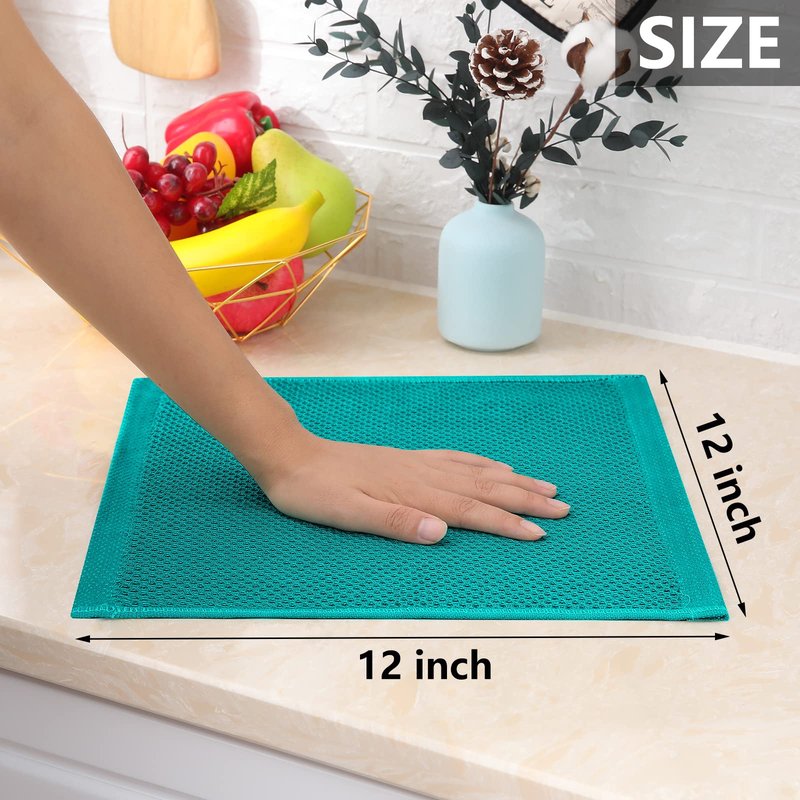 Homaxy 100% Cotton Waffle Weave Kitchen Dish Cloths, Ultra Soft Absorbent Quick Drying Dish Towels, 12 x 12 Inches, 8-Pack, Teal