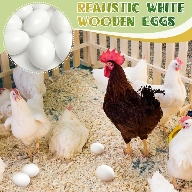 QMET 12 Pieces White Wooden Fake Eggs, Wood Eggs for Easter Crafts & DIY Decorations
