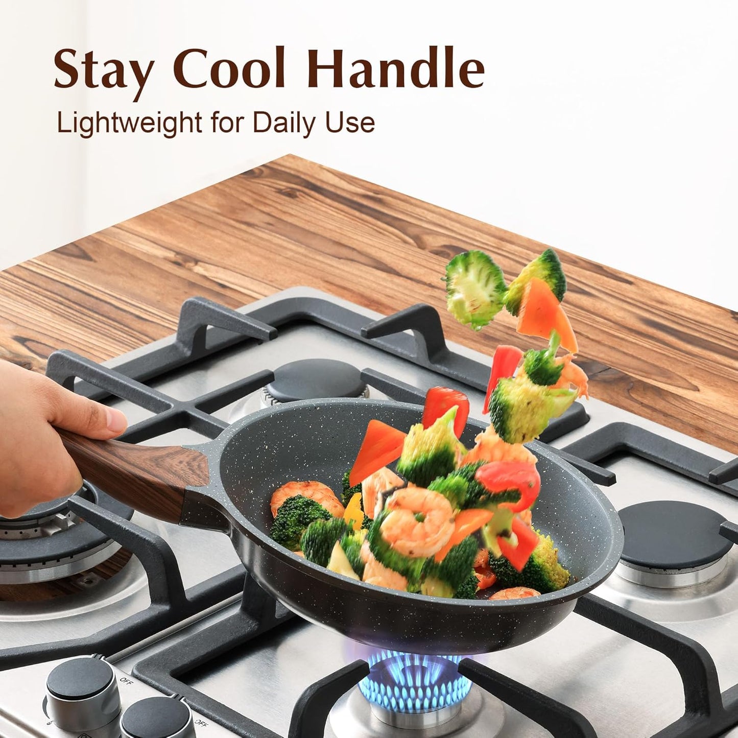 SENSARTE Nonstick Frying Pan Skillet - Healthy 8-Inch Omelet Pan with Glass Lid | PFOA Free (Set of 2)