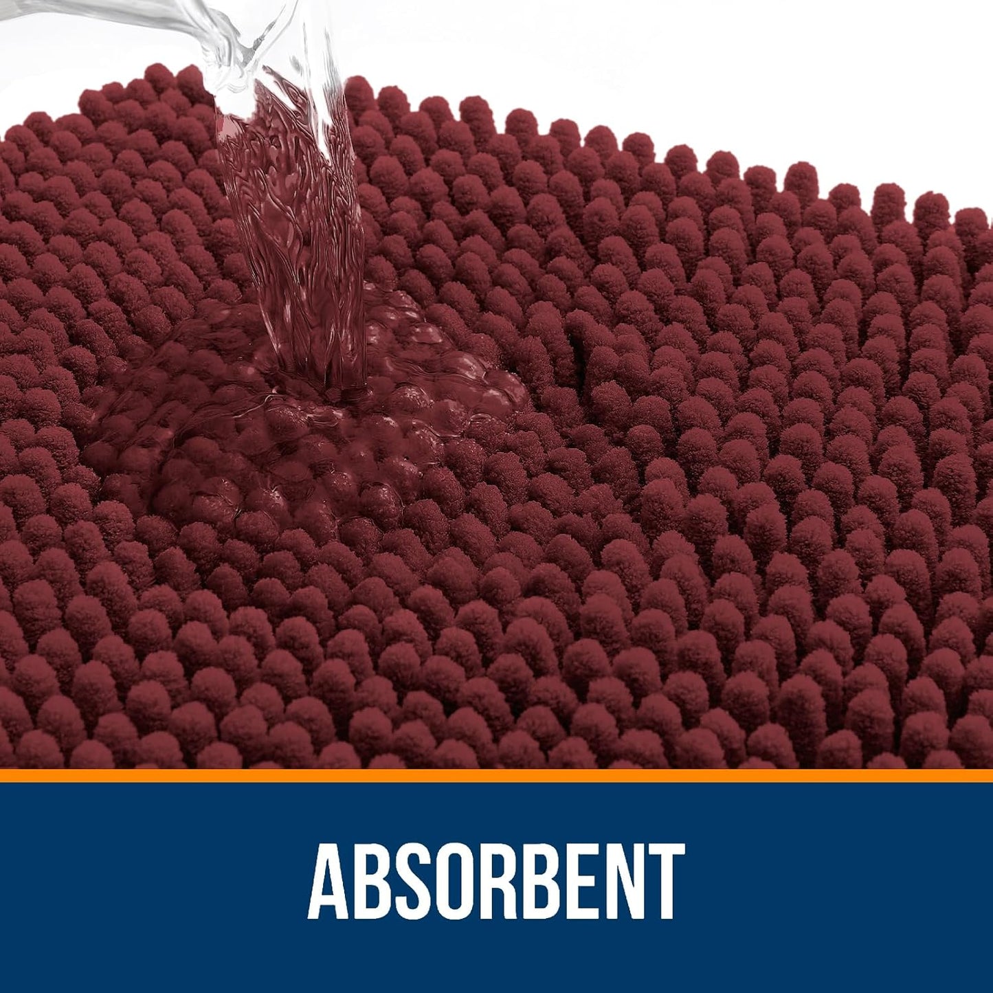 OLANLY Bathroom Runner Rugs - Soft Absorbent Chenille Bath Mats | Quick-Dry Rubber Backing, 47x20, Andorra Red-Brown