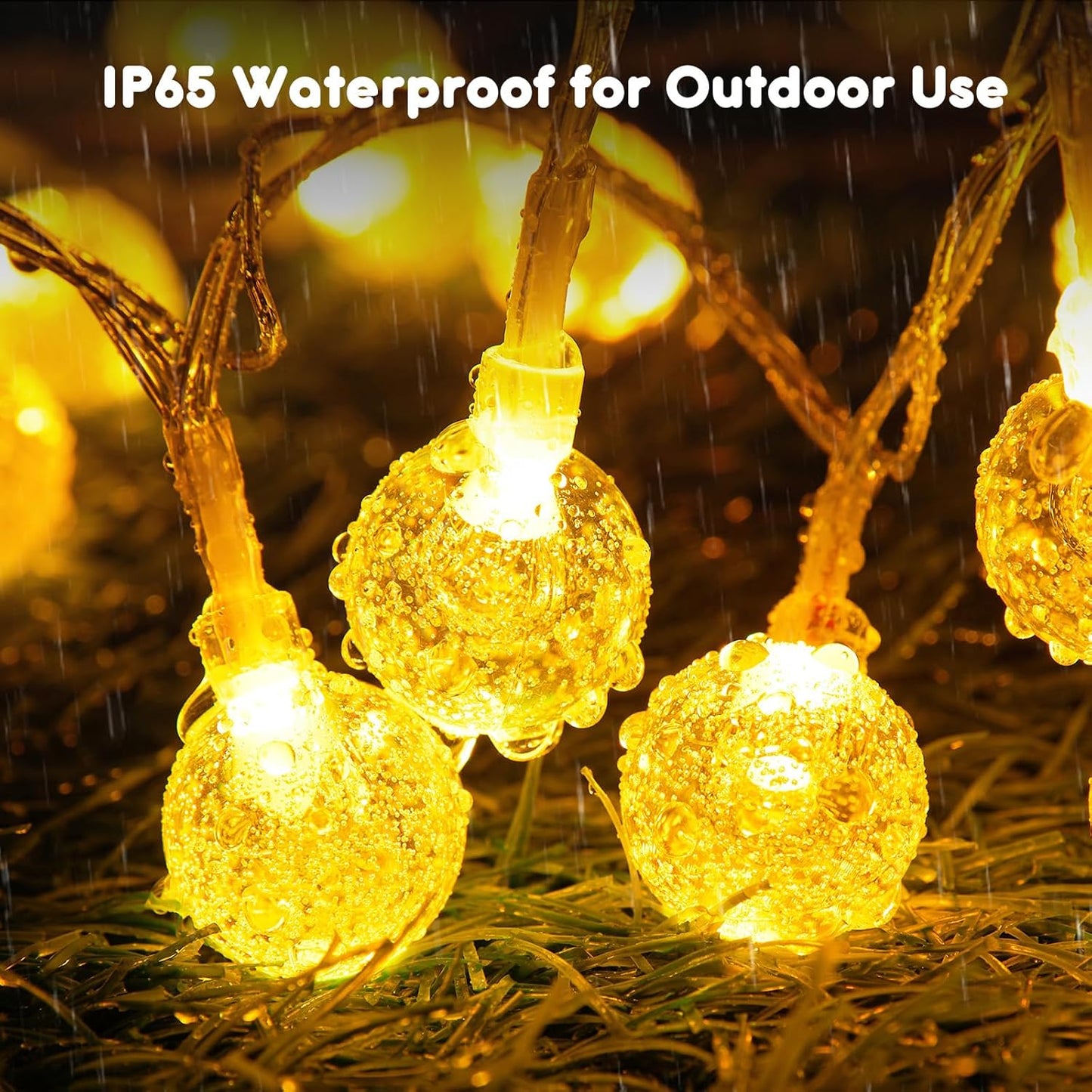 Minetom Crystal Globe String Lights - 30 LED Battery Operated Fairy Lights with Remote, 17 ft, Waterproof for Indoor/Outdoor Decor