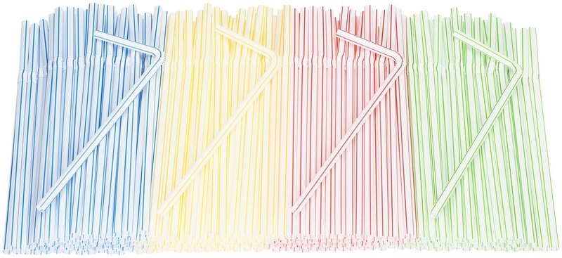 Flexible Plastic Straws Colored BPA-Free Disposable Bendy Straw 8" Long (200 Pack, Colorful)