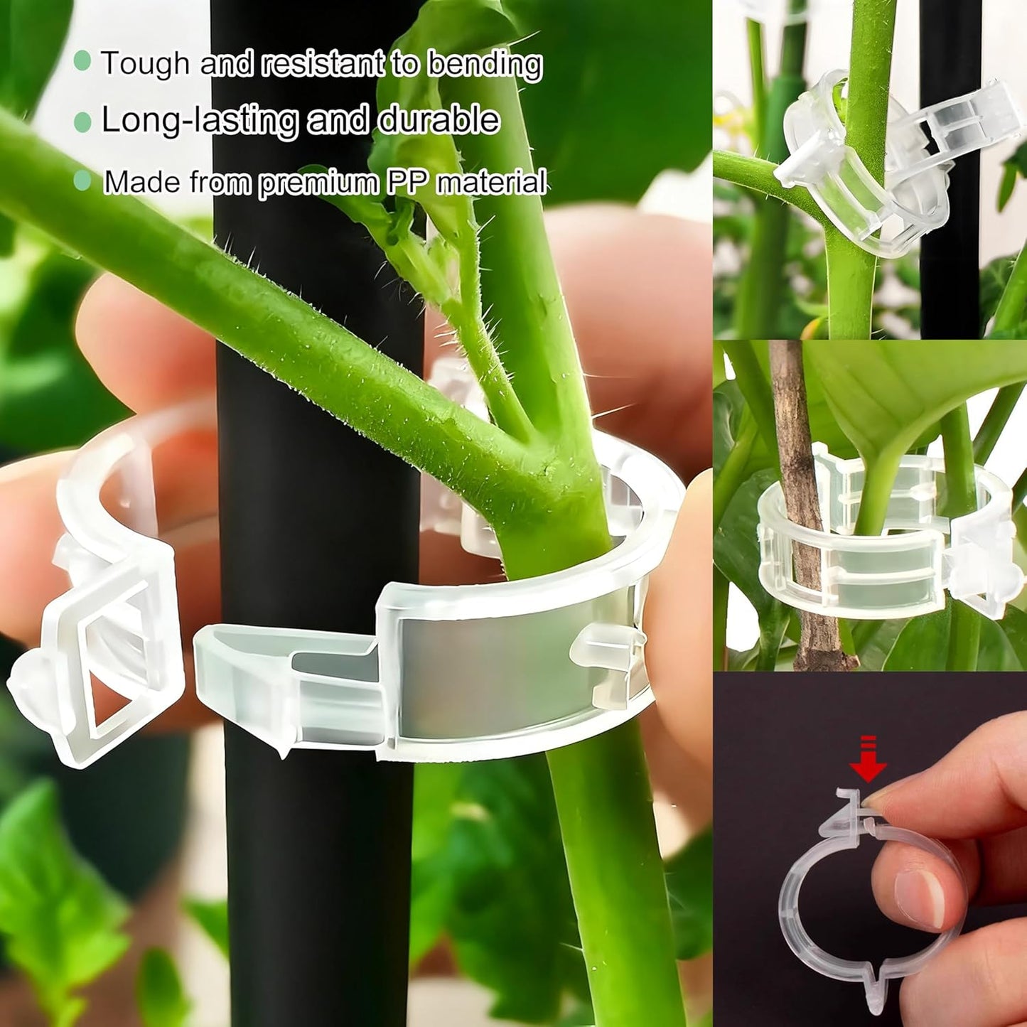 Skiennix Plant Clips - 100 Pcs Adjustable Support Clips for Climbing Plants & Garden Use