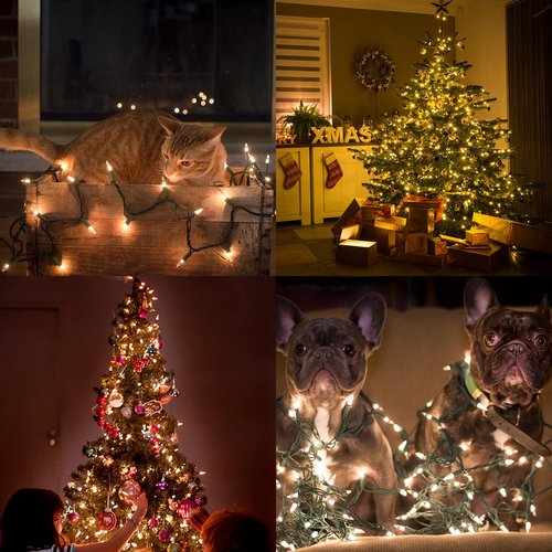 Christmas Lights, 150 Count 29 FT Christmas Mini String Lights, Green Wire Fairy Light, 120V UL Certified Connectable Xmas Tree Light for Patio, Holiday, Party, Outdoor Indoor Decoration, Warm White