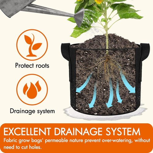 Gardzen 1 Gallon Grow Bags - 10-Pack Heavy Duty Aeration Fabric with Handles, 300G Thickness