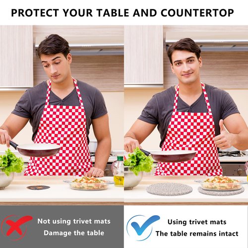 Coga Trivets for Hot Dishes, Trivets for Hot Pots and Pans, 7 Inchs Hot Pads 4 Pcs and Storage Basket for Countertops, Pot Holders for Kitchen, Cotton Table Protector Hot Mats Heat Resistant (Brown)