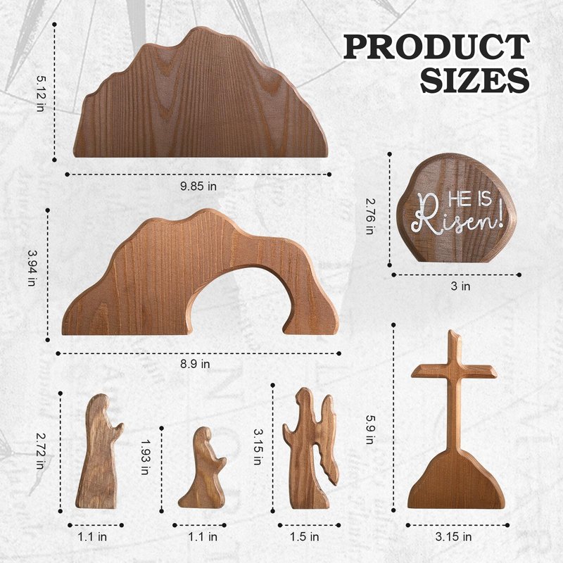 zonhajia The Empty Tomb Easter Scene, Christian Cross Decorations, Wooden Nativity Set, Decorations Religious Jesus Tomb Easter Kit Display for Home, Tabletop, Office, Gift