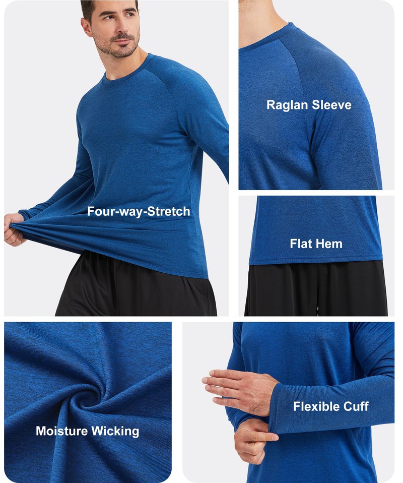 MLYENX 4 Pack Long Sleeve Shirts for Men UPF 50+ UV Sun Protection Quick Dry Moisture Wicking Workout Tee Shirts 3XL
