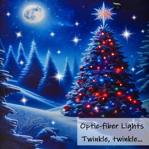 DEMAGNNIE Fiber Optic Christmas Tree Canvas Art - LED Winter Scene Print for Tabletop or Wall Decor, 8"x6" Framed