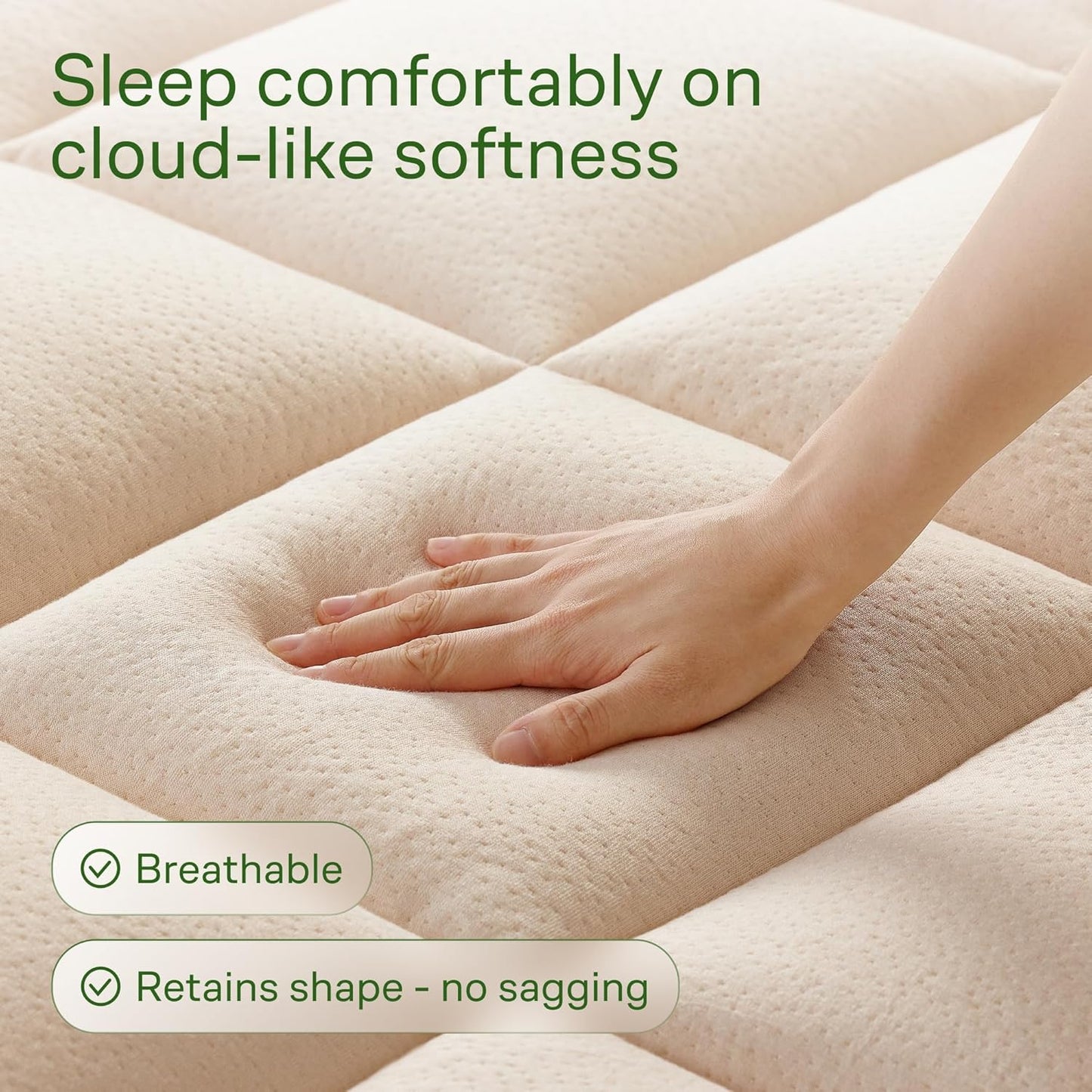 Niagara Sleep Solution Ultra Soft Mattress Topper - Bamboo Viscose Pillow Top for Back Pain Relief | Queen Size, Beige