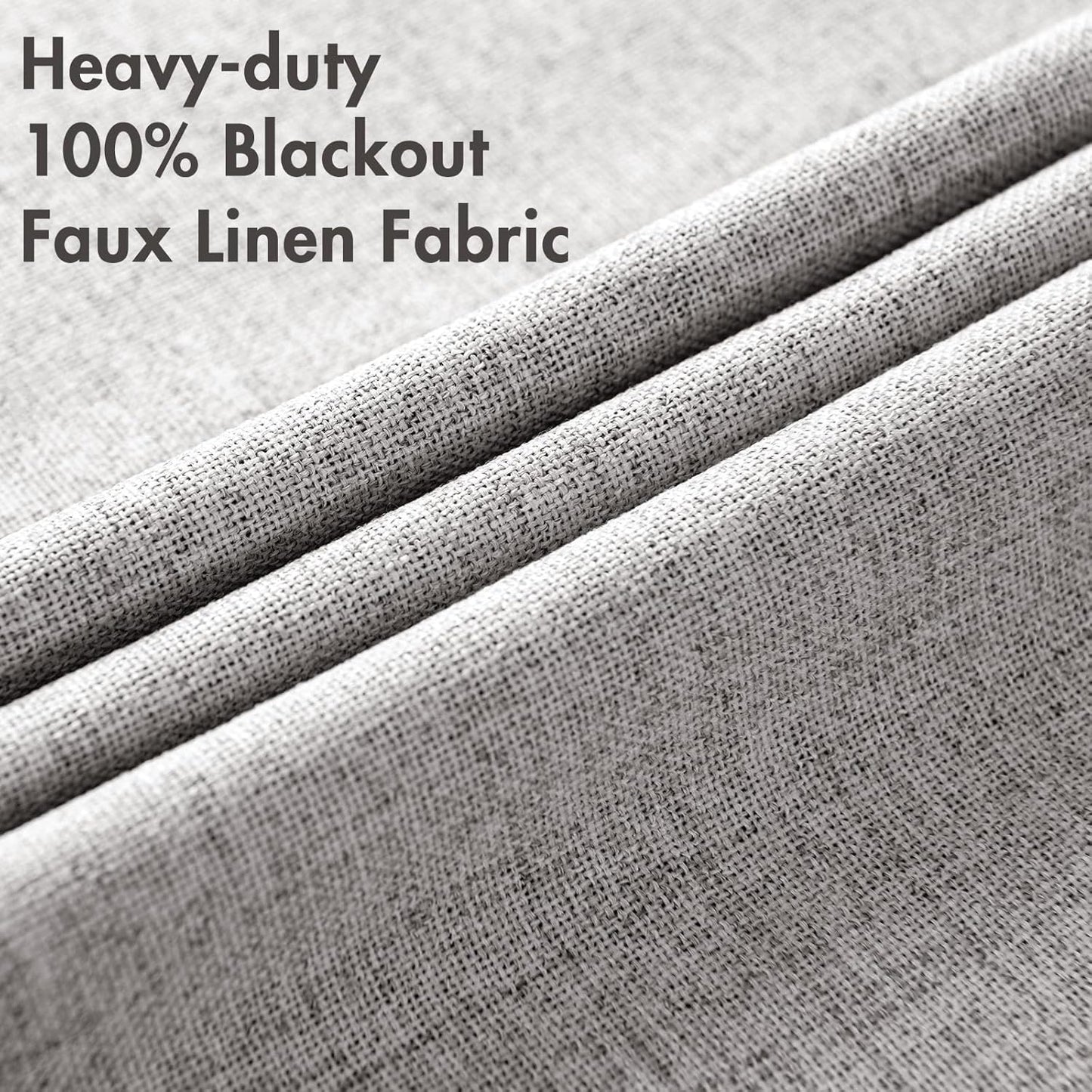 MIULEE Blackout Curtains - 100% Thermal Insulated Linen Texture Drapes | Light Gray, 52x72 Inch (2 Panels)