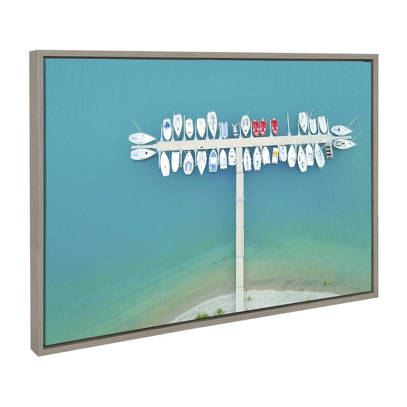 Kate and Laurel Sylvie Gorges du Verdon 2 Framed Canvas Wall Art by Rachel Dowd, 23x33 Gray, Coastal Aerial Beach Photography for Wall