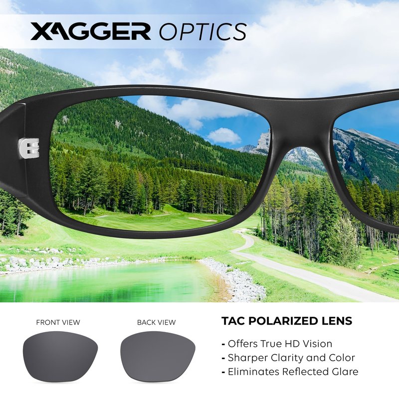 Xagger Sports Polarized Sunglasses for Men Wrap Around TR90 Frame Driving Fishing Running Sun Glasses