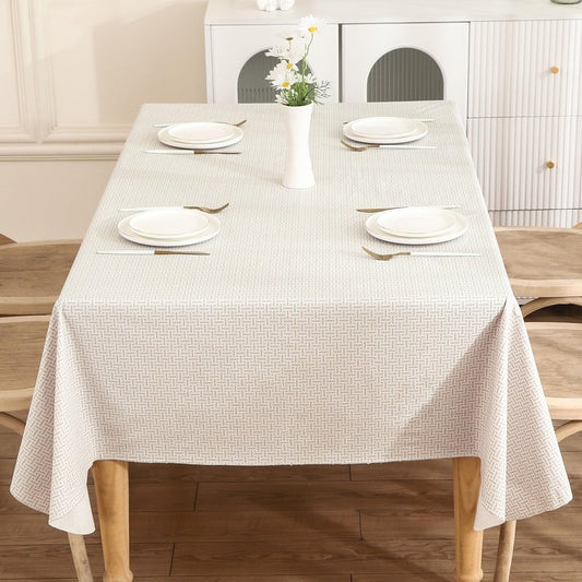 Walrus Heavy Duty Vinyl Tablecloth with Flannel Backing Waterproof Oil-Proof Plastic Table Cloth Stain-Resistant Wipeable Rectangle or Square Table Cover for Indoor and Outdoor (Weaving, 52X70 Inch)