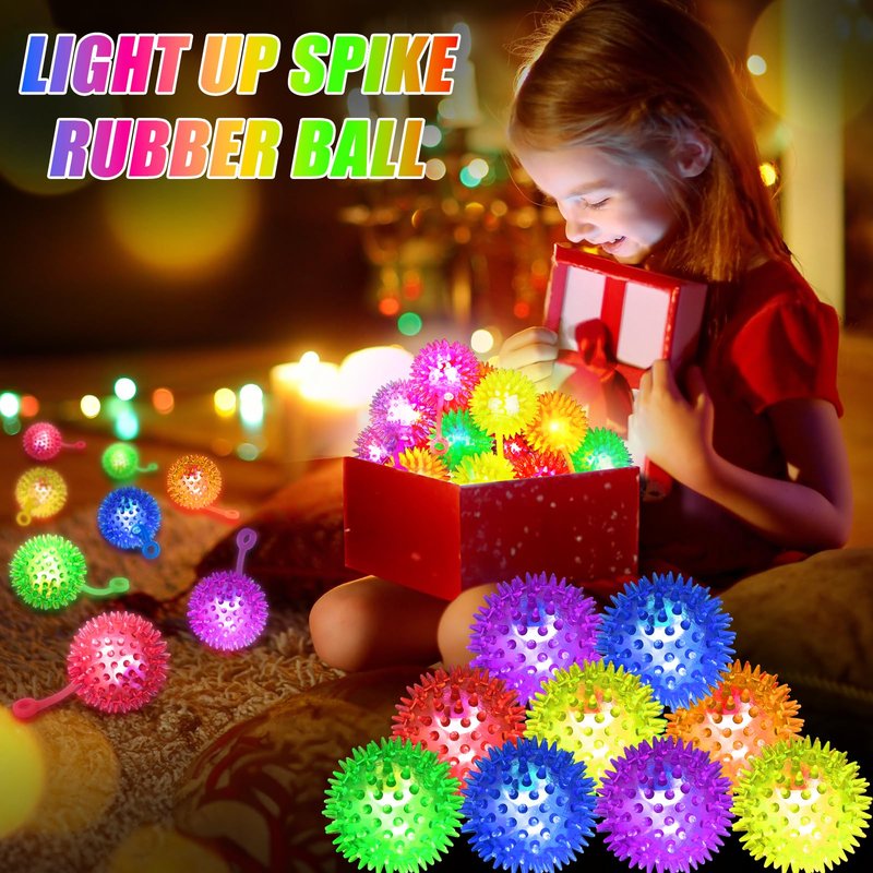 SHQDD 12 PCS Light up Ball, Bouncy Balls for Kids, Balls for Toddlers 1-3, 2.2inch Sensory Stress Ball, Flashing Squeaky for 4th of July Party Favors, Classroom Prizes, Prizes for Kids, Student Gifts