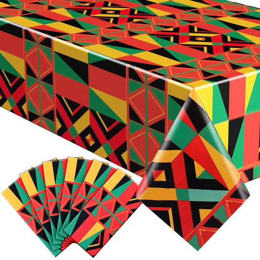 Frienda 6 Pcs Juneteenth Tablecloths 108 x 54 Inch African American Plastic Table Cloth Rectangular Kente Table Cover for Kitchen Dining Decor 1865 Freedom Day Holiday Party Supplies