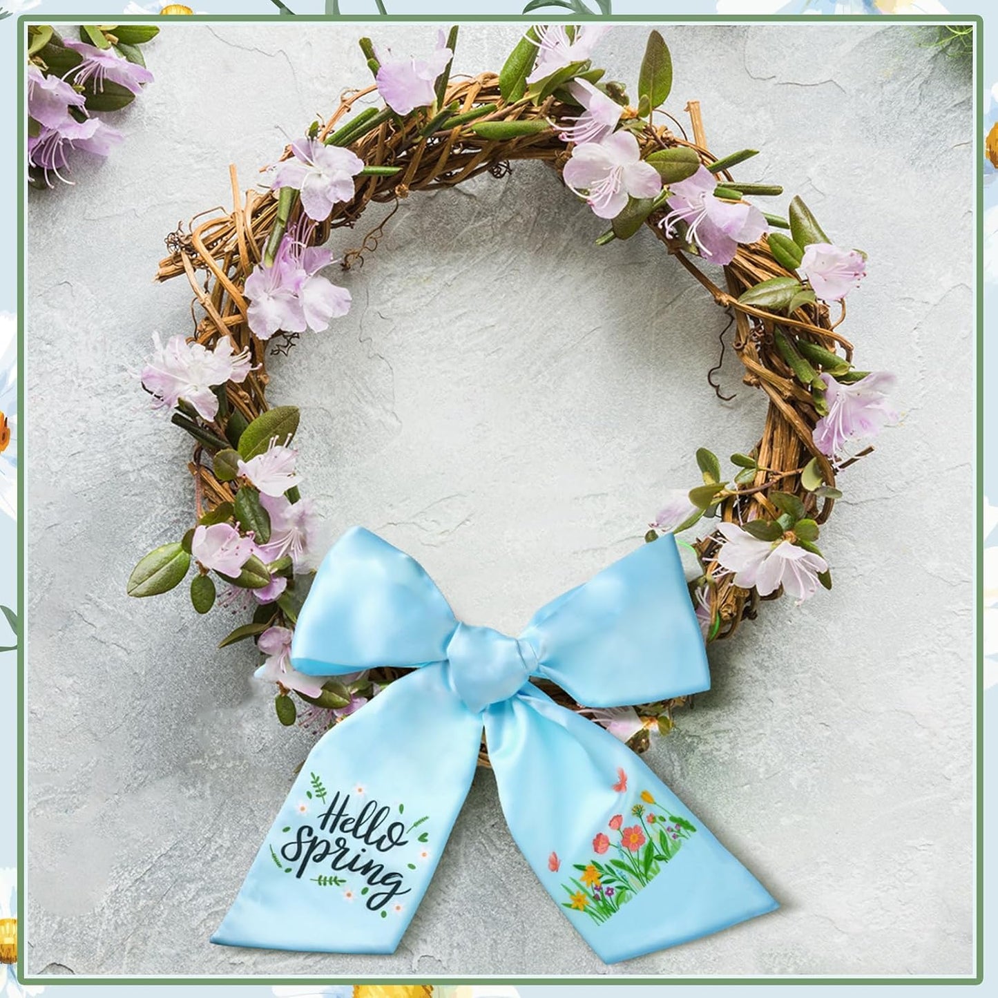 VitalCozy Spring Wreath Sash - Elegant Satin Ribbon for Monogrammed Decor | Indoor/Outdoor Use