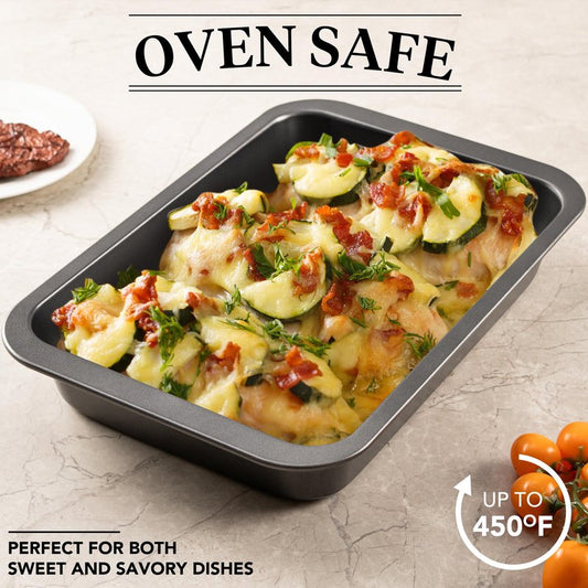 Tiawudi Cake Pan, Nonstick Baking Pan for Cake, Bread, Brownie or Lasagna, Heavy Duty Baking Dish with Diamond Texture Pattern and Wide Grips, Set of 2
