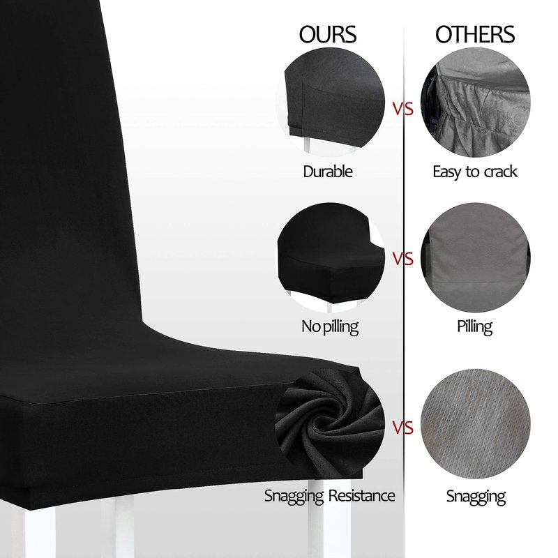 Obstal Black Stretch Spandex Dining Room Chair Covers ?Set of 4 Universal Removable Washable Chair Seat Slipcovers Protector for Kitchen, Ceremony, Wedding, Banquet, Hotel and Party