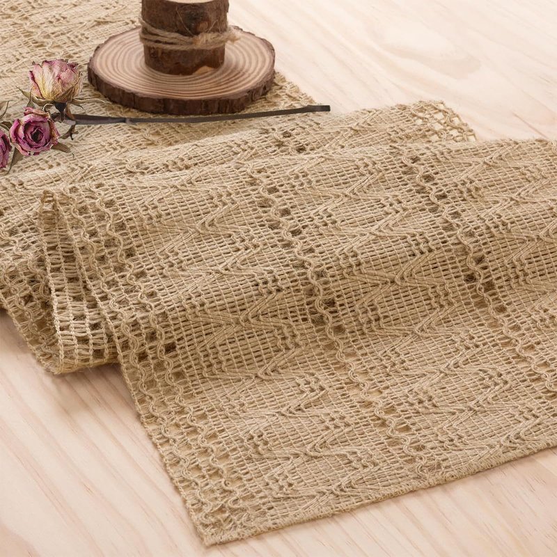 Niviy Burlap Boho Table Runner for Summer Home Decor 72 Inches Long, Brown Farmhouse Decor Rustic Small Macrame Woven Coffee Burlap Jute Table Runners for Fall Dining Dresser Scarf Table Decor