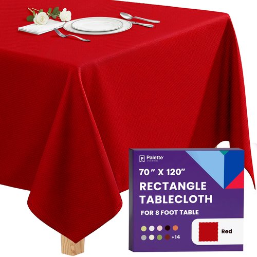 Gee Di Moda Rectangle Tablecloth - 70 x 120 Inch Red Table Cloth for 6 or 8 Foot Rectangle Tables - Heavy Duty Washable Fabric - for Holiday Party, Dinner, Weddings, Baby Shower & Events