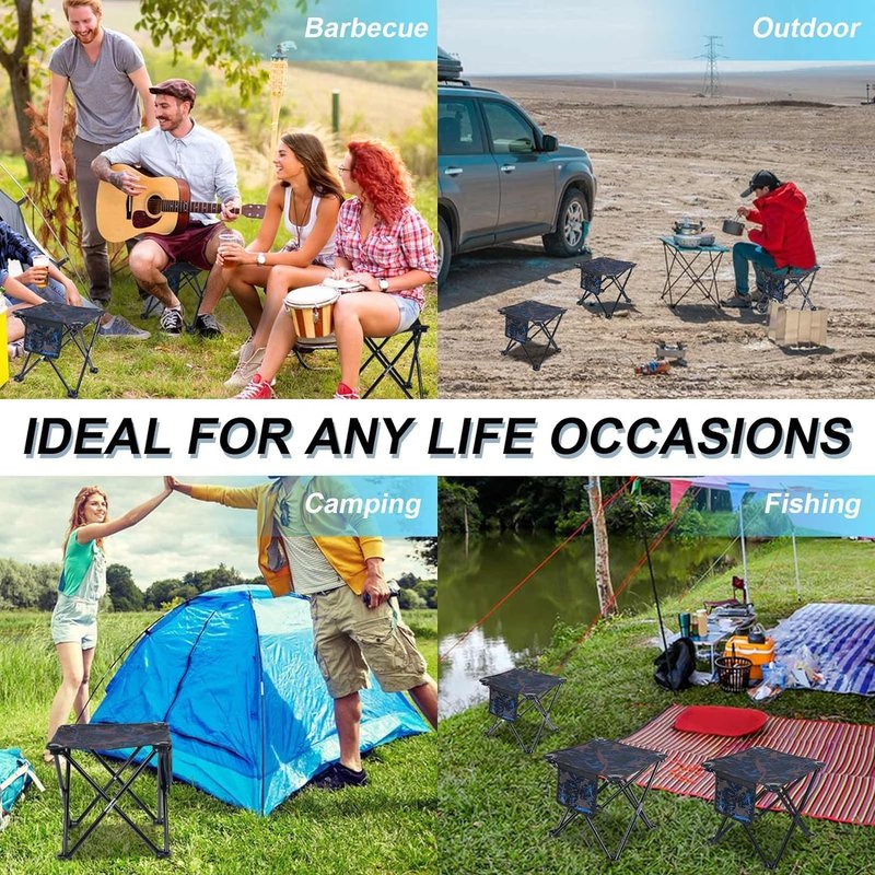 VOLIXOD Folding Portable Camping Stool for Adults, Lightweight Collapsible Stool for Outdoor Footrest Fishing Hiking Gardening and Beach with Carry Bag(400 LBS Capacity)