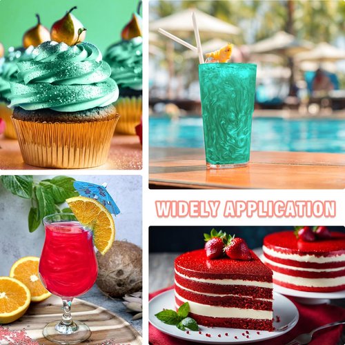 Cherrysea Edible Glitter for Drinks Cocktails Food Grade Edible Drink Shimmer Powder for DIY Champagne Beverages Wine 2 Colors Vegan Edible Luster Dust Set 4g/Bottle Gluten Free - Green+Red