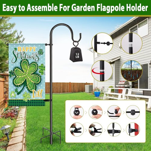 Heavy Duty Garden Flag Stand Pole Holder by [Brand Name] - Rust-Resistant Steel for 12x18 Flags & More