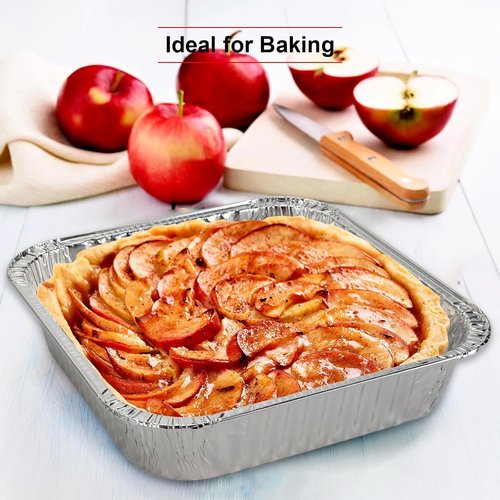 GrillChef 8x8 Aluminum Foil Pans with Lids - Disposable Baking Pans for Cakes & Breads | 25 Pack