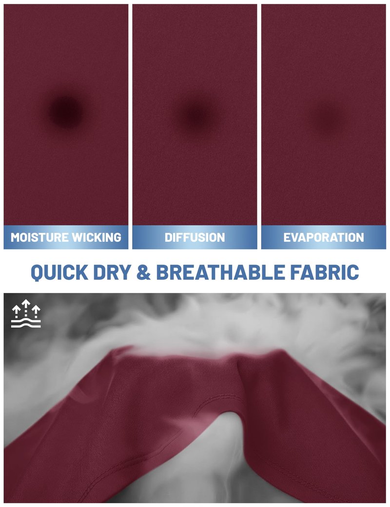 MAGCOMSEN Short Sleeve T Shirt Men UV Protection Moisture Wicking T Shirts Quick Dry Active Shirts Crew Neck T Shirts Wine