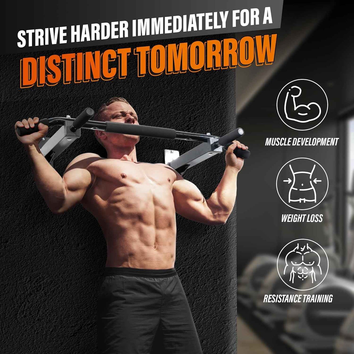 Wall Mounted Pull Up Bar - Multifunctional Home Gym Strength Training Equipment