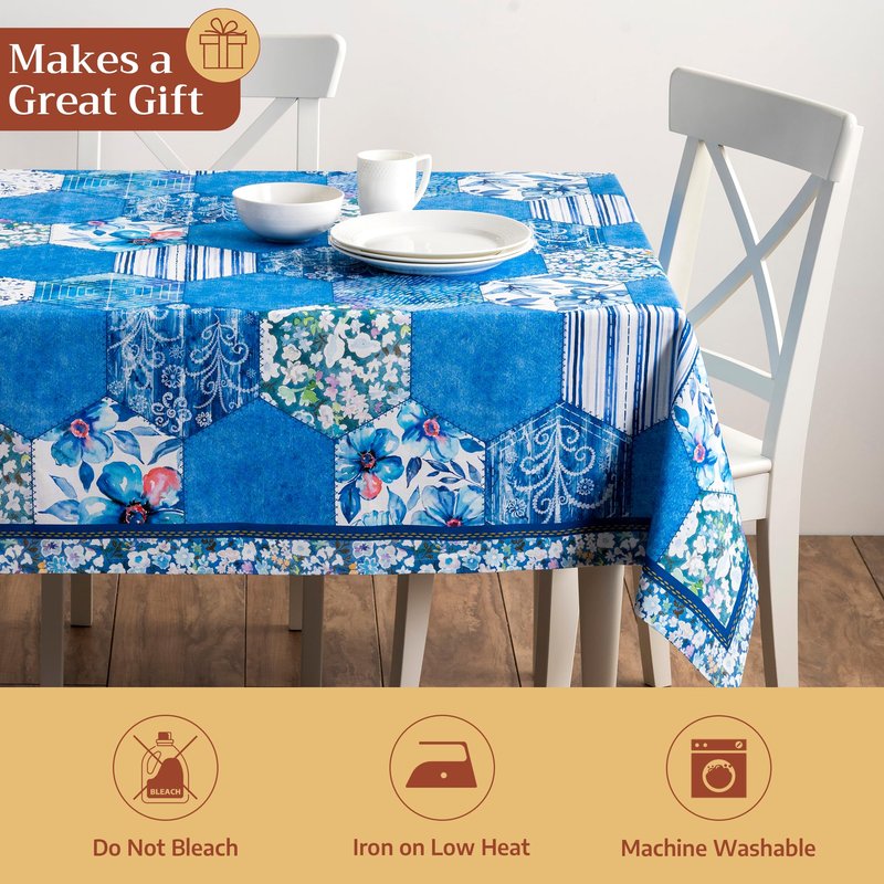 Maison d' Hermine Table Cloth Rectangle Table 100% Cotton 70 x 108 Inches Tablecloth Reusable Decorative for Dining Kitchen Room Farmhouse Home Gifts for Mothers Day Spring Summer - Summer Blues