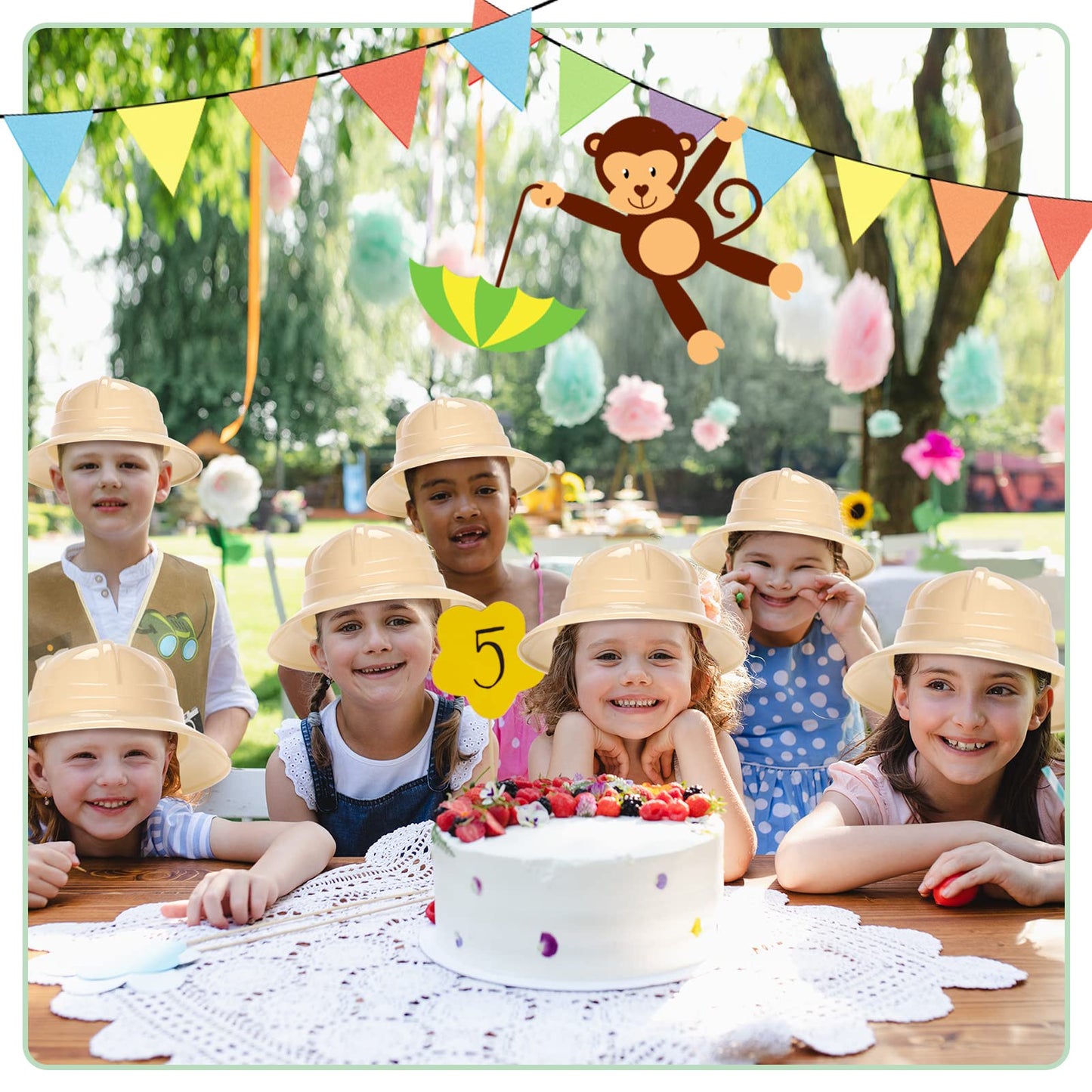 Geyoga 48 Pcs Explorer Costume Kids 24 Safari Vest and 24 Safari Hats Explorer Outfit for Kids Jungle Party Favors Outdoor Activity Halloween Birthday Gifts