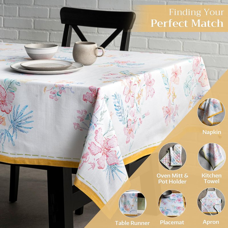 Maison d' Hermine Table Cloth Rectangle Table 100% Cotton 70 x 120 Inches Tablecloth Reusable Decorative for Dining Kitchen Room Farmhouse Home Gifts for Mothers Day Spring Summer - Paradise Island