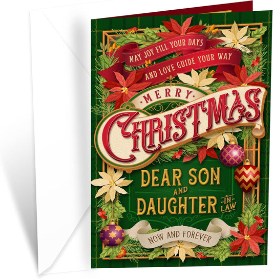 Prime Greetings Christmas Card for Son and Daughter-In-Law | Eco-Friendly Thick Card Stock, 5in x 7.75in