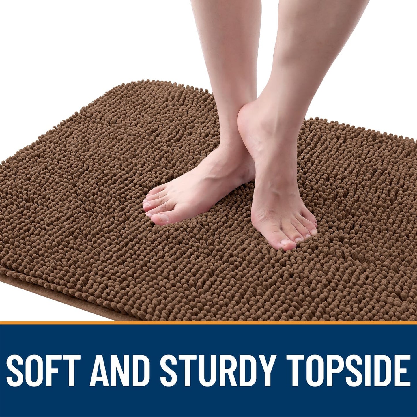 OLANLY Dog Door Mat - Absorbent Non-Slip Washable Chenille Mat for Muddy Paws | 44x32 Mocha Color