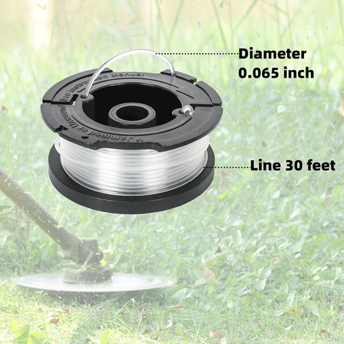 Black and Decker String Trimmer Line - AF-100 Replacement Spool, 30ft 0.065" | 6 Spools, Caps & Springs