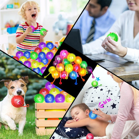 SHQDD 12 PCS Light up Ball, Bouncy Balls for Kids, Balls for Toddlers 1-3, 2.2inch Sensory Stress Ball, Flashing Squeaky for 4th of July Party Favors, Classroom Prizes, Prizes for Kids, Student Gifts