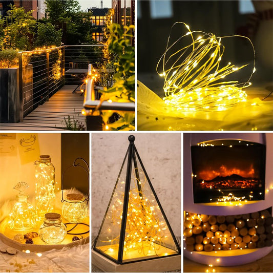 SINAMER Fairy Lights Battery Operated, 8 Modes & Auto Timer, Warm White 16FT 50Led Mini Twinkle Silver Wire Mason Jar Lights, Waterproof Starry Firefly for Parties (1/2/4 Pack)
