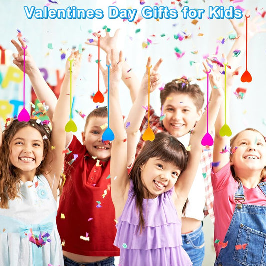 Valentines Day Cards with Hearts Sticky Hand Toys for Kids Class,28 Pack Valentine Exchange Cards & Slappy Sticky Hands Gifts for Preschool,Non Candy Party Favors,Classroom Treats Prizes for Boys Girl