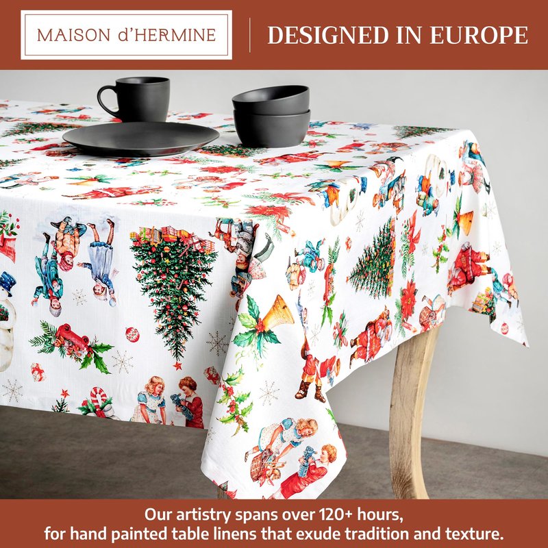 Maison d' Hermine Table Cloth Square Table 100% Cotton 60 x 60 Inches Fall Tablecloth Reusable Everyday Use for Thanksgiving Christmas Decorations Dining Farmhouse Party (Chromo)