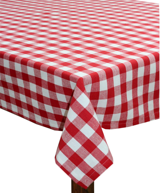 COTTON CRAFT Countryside Classic Gingham Buffalo Check Plaid Tablecloth- Premium Cotton- Halloween Harvest Autumn Fall Thanksgiving Holiday Christmas Xmas Dining Celebration Festive Party - 60x120 Red